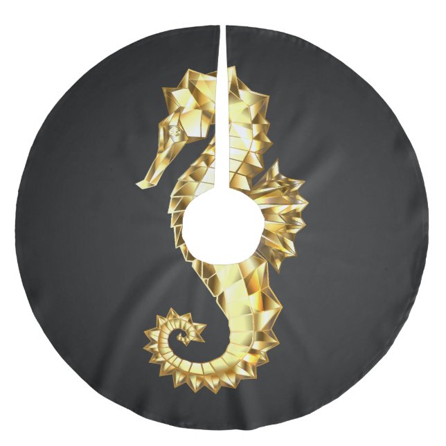 Gold Polygonal Seahorse Brushed Polyester Tree Skirt (Front)