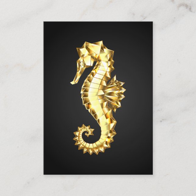 Gold Polygonal Seahorse Calling Card (Front)