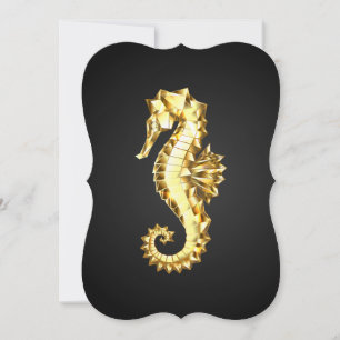 Gold Polygonal Seahorse Card