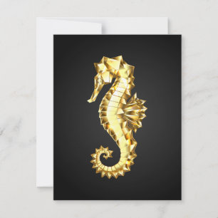 Gold Polygonal Seahorse Card