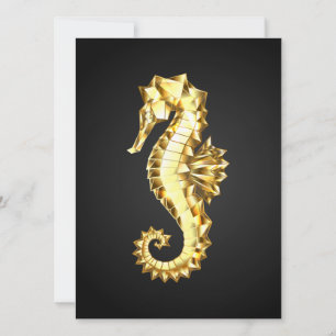 Gold Polygonal Seahorse Card