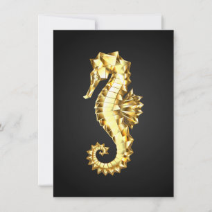 Gold Polygonal Seahorse Card