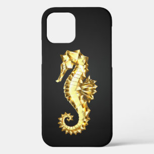 Gold Polygonal Seahorse iPhone 12 Case