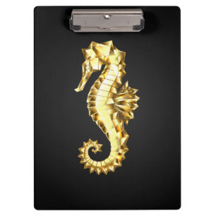 Gold Polygonal Seahorse Clipboard