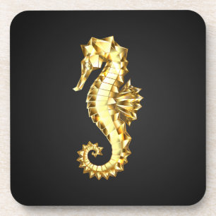 Gold Polygonal Seahorse Coaster
