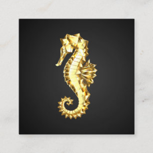 Gold Polygonal Seahorse Discount Card