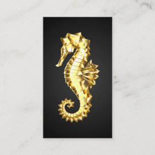 Gold Polygonal Seahorse Discount Card
