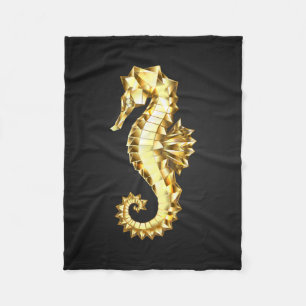 Gold Polygonal Seahorse Fleece Blanket