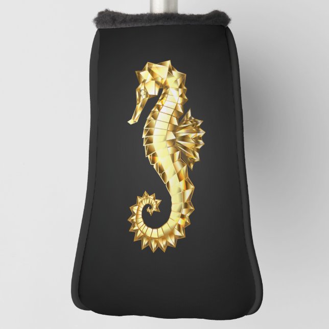 Gold Polygonal Seahorse Golf Head Cover (Rotate 90)