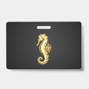 Gold Polygonal Seahorse ID Badge