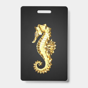 Gold Polygonal Seahorse ID Badge