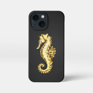 Gold Polygonal Seahorse iPhone 13 Mini Case