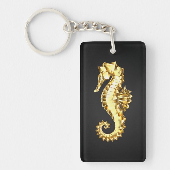 Gold Polygonal Seahorse Key Ring (Front)