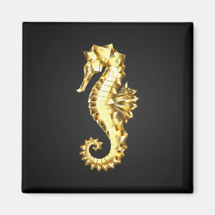 Gold Polygonal Seahorse Magnet