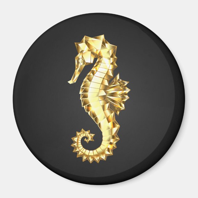 Gold Polygonal Seahorse Magnet (Front)