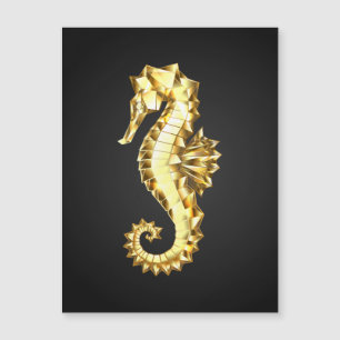 Gold Polygonal Seahorse Magnetic Invitation