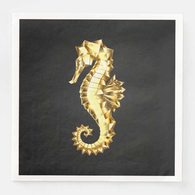 Gold Polygonal Seahorse Napkin (Front)