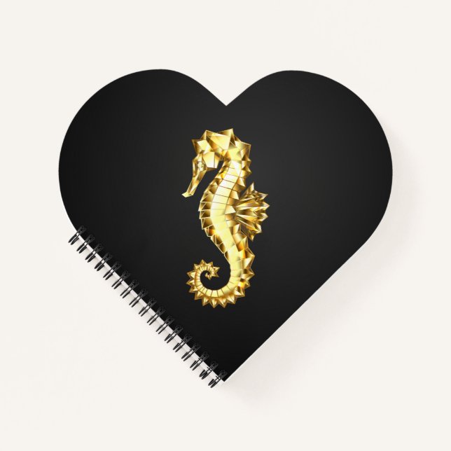 Gold Polygonal Seahorse Notebook (Front)