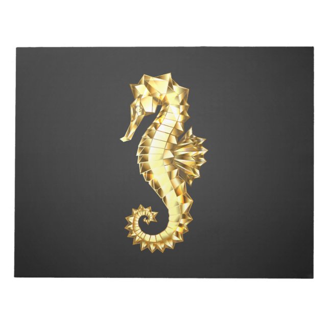 Gold Polygonal Seahorse Notepad (Front)