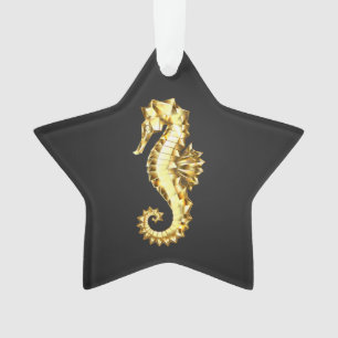 Gold Polygonal Seahorse Ornament
