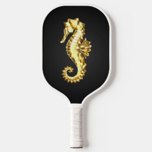 Gold Polygonal Seahorse Pickleball Paddle