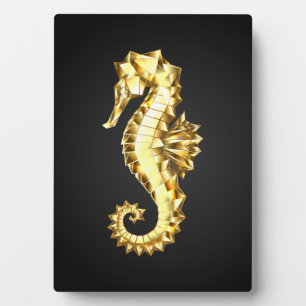 Gold Polygonal Seahorse Plaque