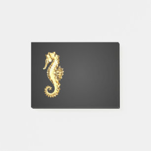 Gold Polygonal Seahorse Post-it Notes