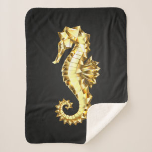 Gold Polygonal Seahorse Sherpa Blanket