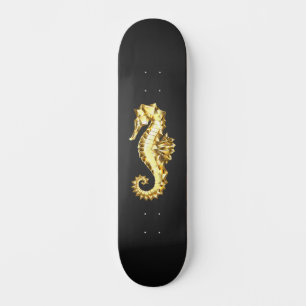 Gold Polygonal Seahorse Skateboard