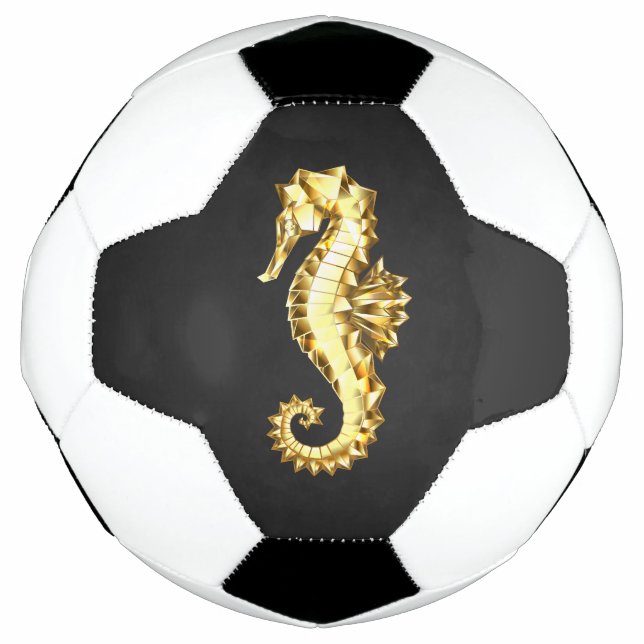 Gold Polygonal Seahorse Soccer Ball (Front)