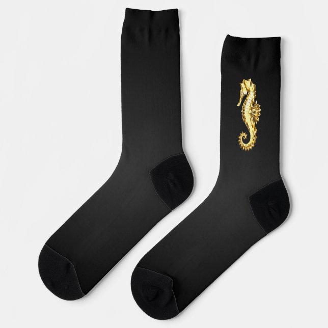 Gold Polygonal Seahorse Socks (Left)