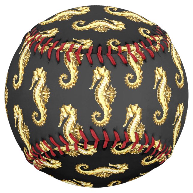 Gold Polygonal Seahorse Softball (Front)