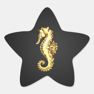 Gold Polygonal Seahorse Star Sticker