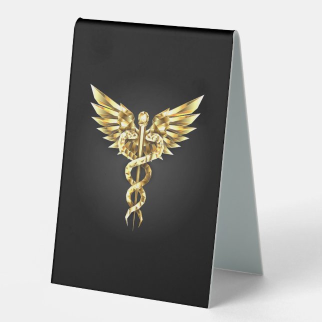 Gold Polygonal Symbol Caduceus (Front)