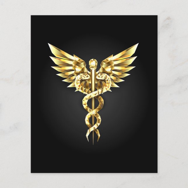 Gold Polygonal Symbol Caduceus (Front)