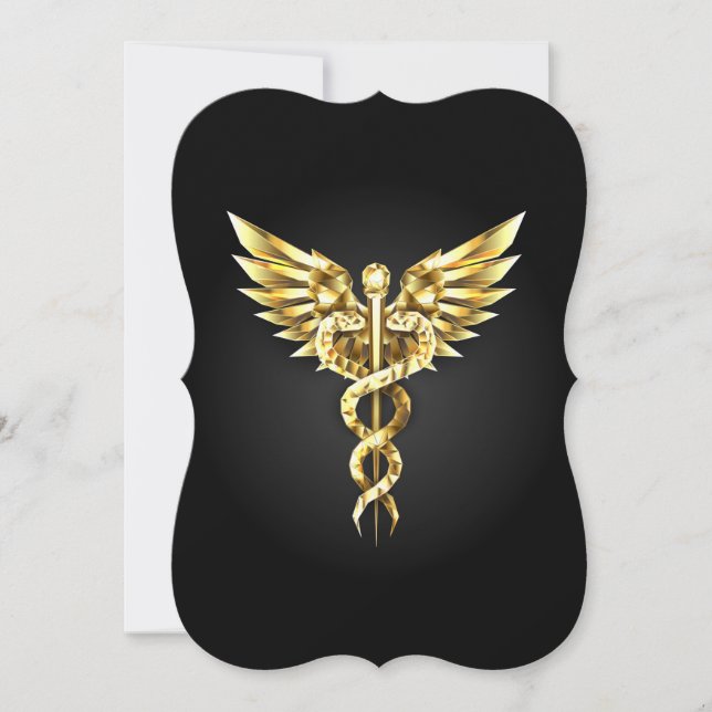 Gold Polygonal Symbol Caduceus (Front)
