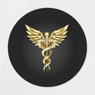 Gold Polygonal Symbol Caduceus