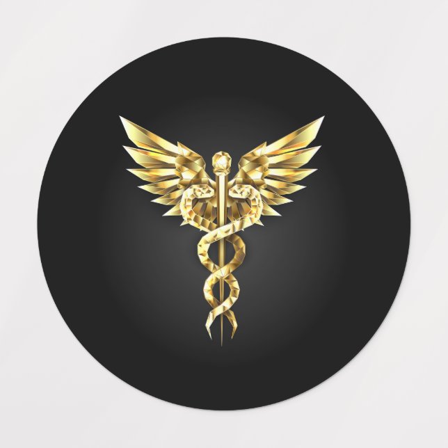 Gold Polygonal Symbol Caduceus (Design 2)