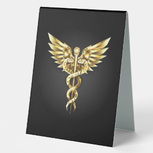 Gold Polygonal Symbol Caduceus