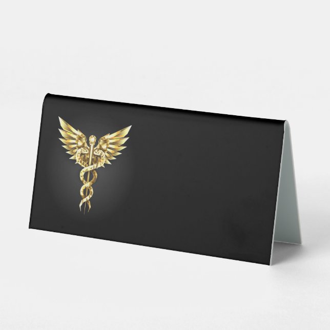 Gold Polygonal Symbol Caduceus (Front)
