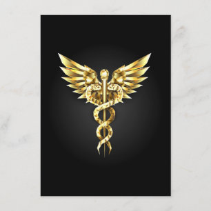 Gold Polygonal Symbol Caduceus Advice Card