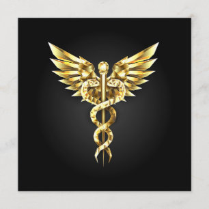 Gold Polygonal Symbol Caduceus Advice Card
