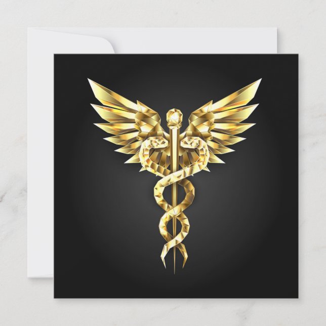Gold Polygonal Symbol Caduceus Announcement (Front)