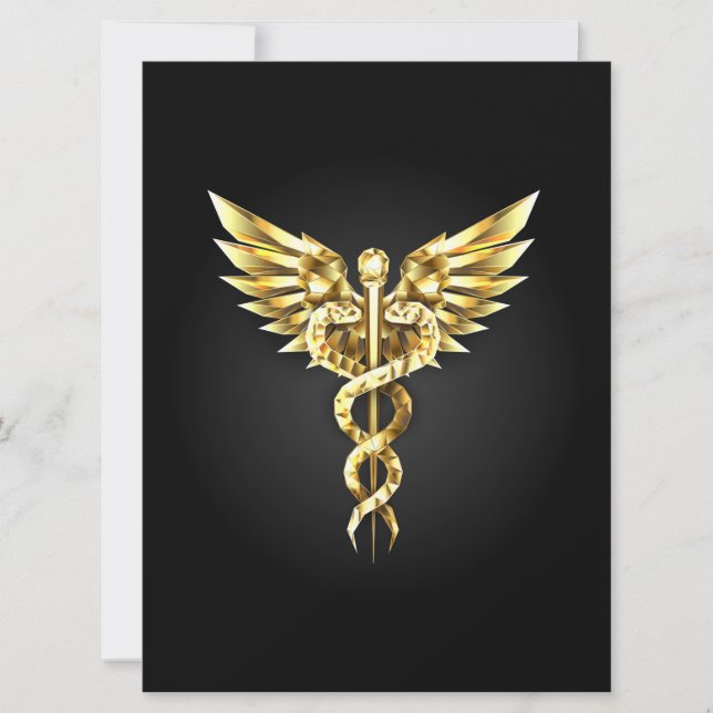 Gold Polygonal Symbol Caduceus Announcement (Front)