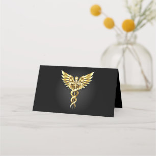 Gold Polygonal Symbol Caduceus Appointment Card