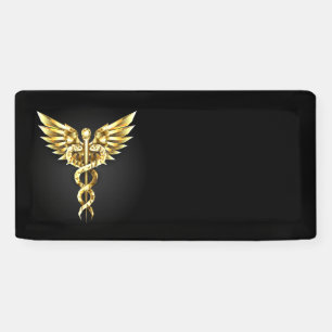 Gold Polygonal Symbol Caduceus Banner