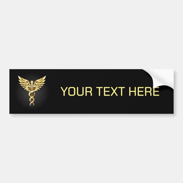 Gold Polygonal Symbol Caduceus Bumper Sticker (Front)