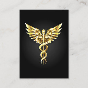 Gold Polygonal Symbol Caduceus Calling Card