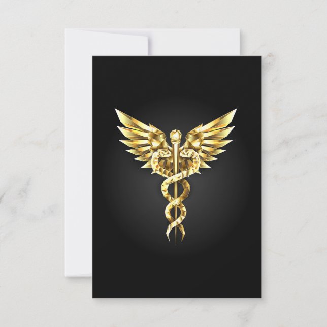 Gold Polygonal Symbol Caduceus Card (Front)