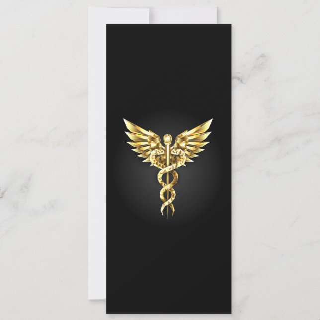 Gold Polygonal Symbol Caduceus Card (Front)